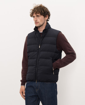 Peserico Blue down vest with logo patch R53082DG3604