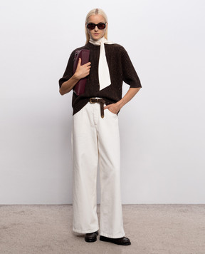 Brunello Cucinelli Brown cashmere and wool knitted top MBM753520