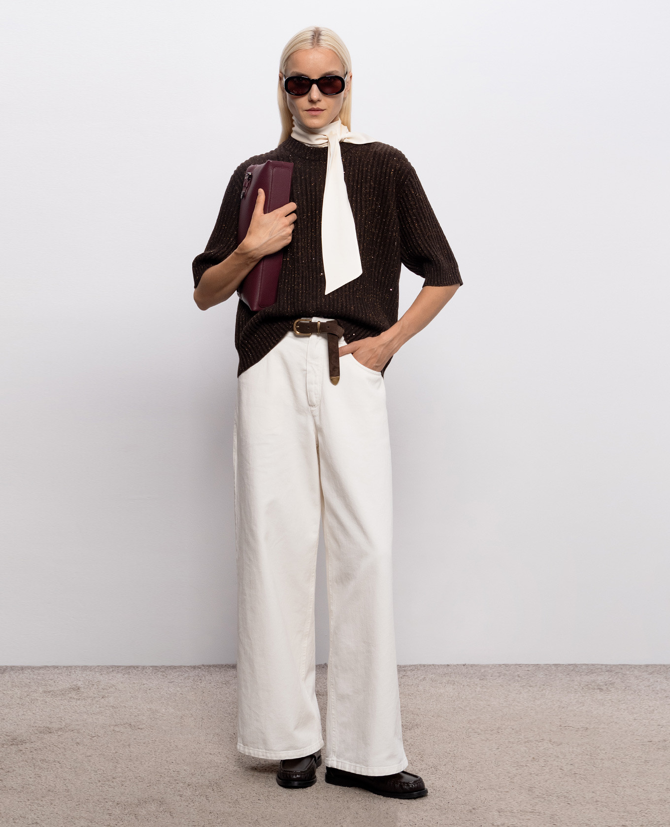 Brown cashmere and wool knitted top Brunello Cucinelli 2