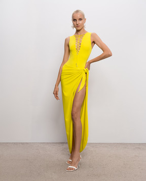 Taller Marmo Grand Sahara yellow swimsuit with sarong skirt PF2672