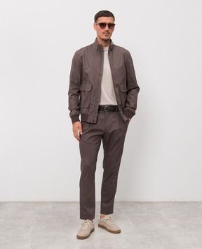 Herno Brown pants with metal logo plate PT000166U13164Z
