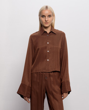 Maison Margiela MM6 Brown blouse with logo pattern S52DT0044M36007