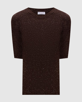 Brunello Cucinelli Brown ribbed cashmere top M9A822200P