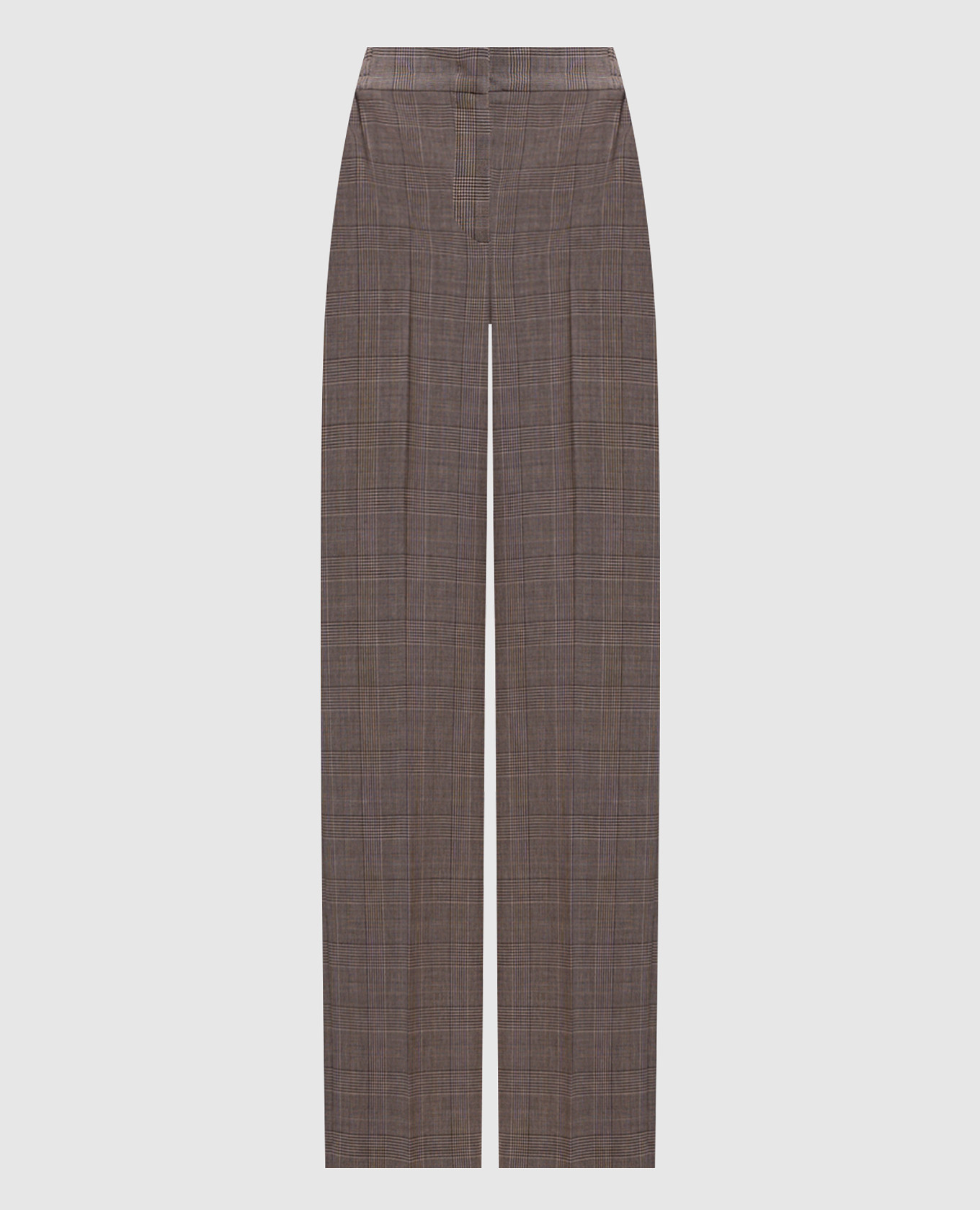 Beige geruite wollen broek