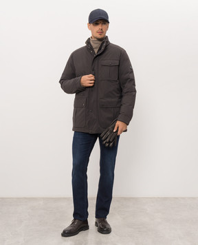 Stefano Ricci Dark brown down jacket with emblem patch M6J6300020PA003R