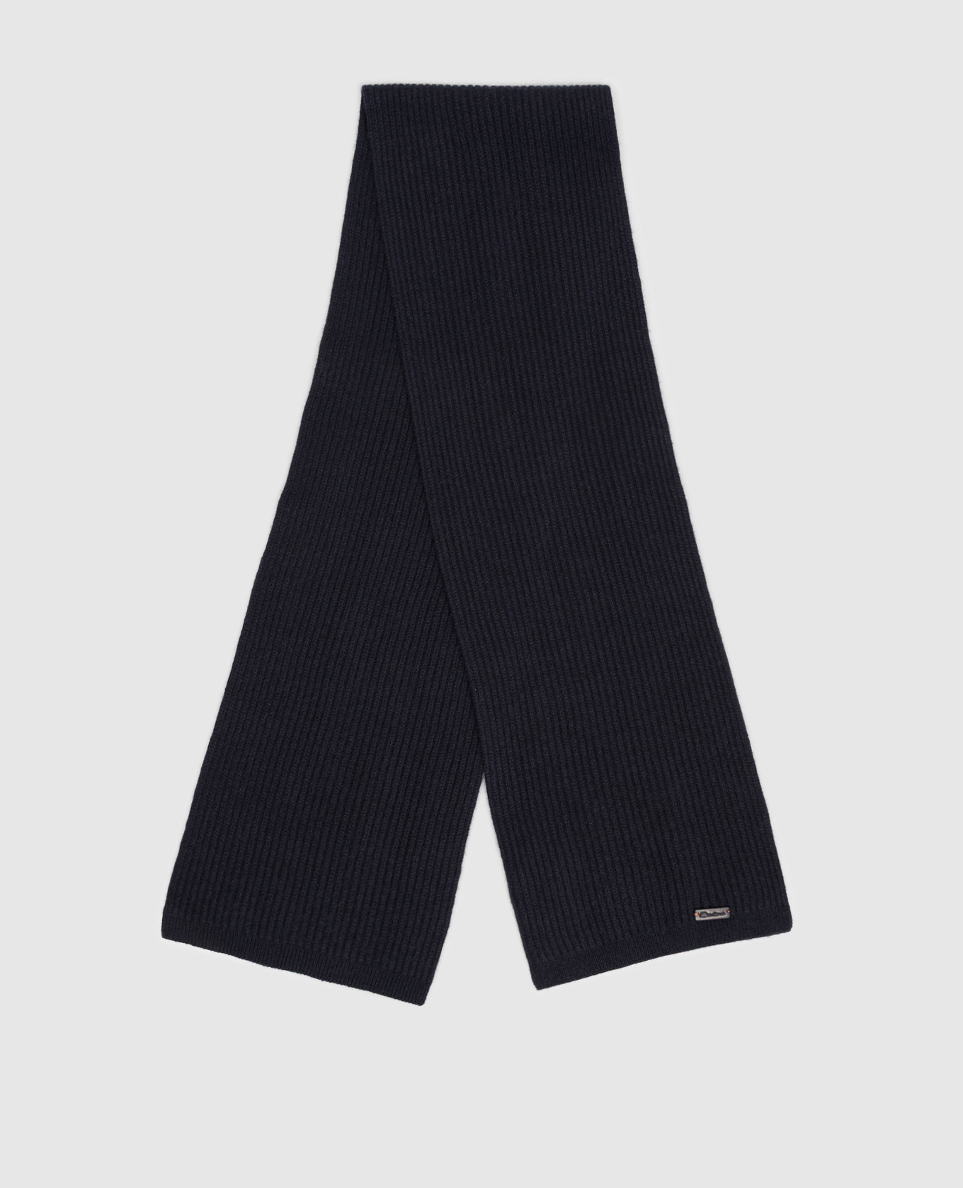 Blue cashmere scarf with logo patch