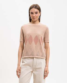 Ballantyne Beige cashmere patterned top B1W29412C01