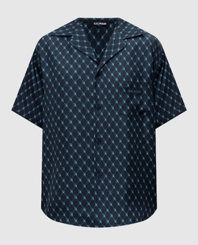 Balmain Blue silk shirt HH1HL065SF55