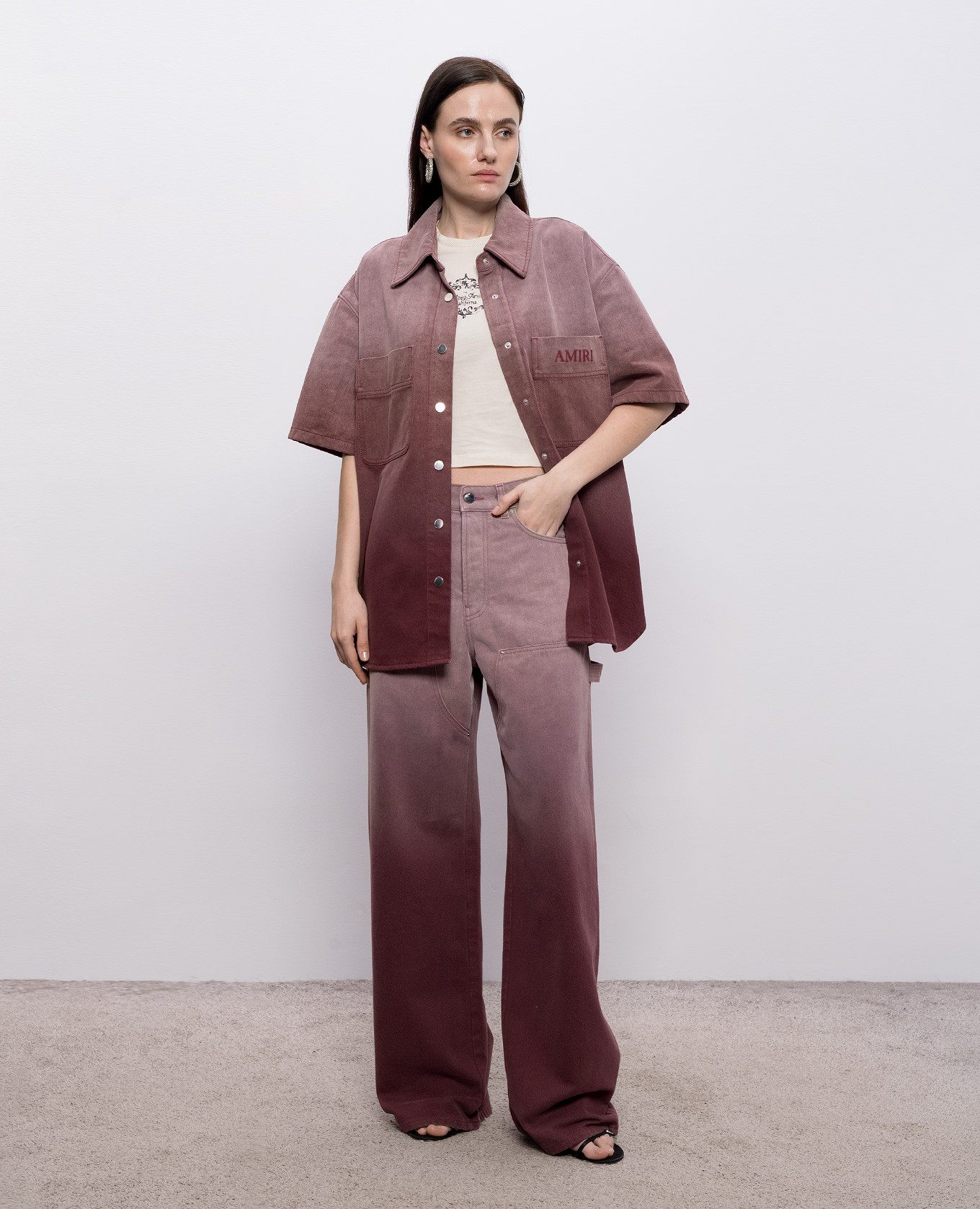 

Pink denim shirt with a degraded effect AMIRI