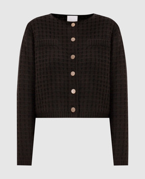 Allude Brown wool and cashmere cardigan with textured pattern 26517113