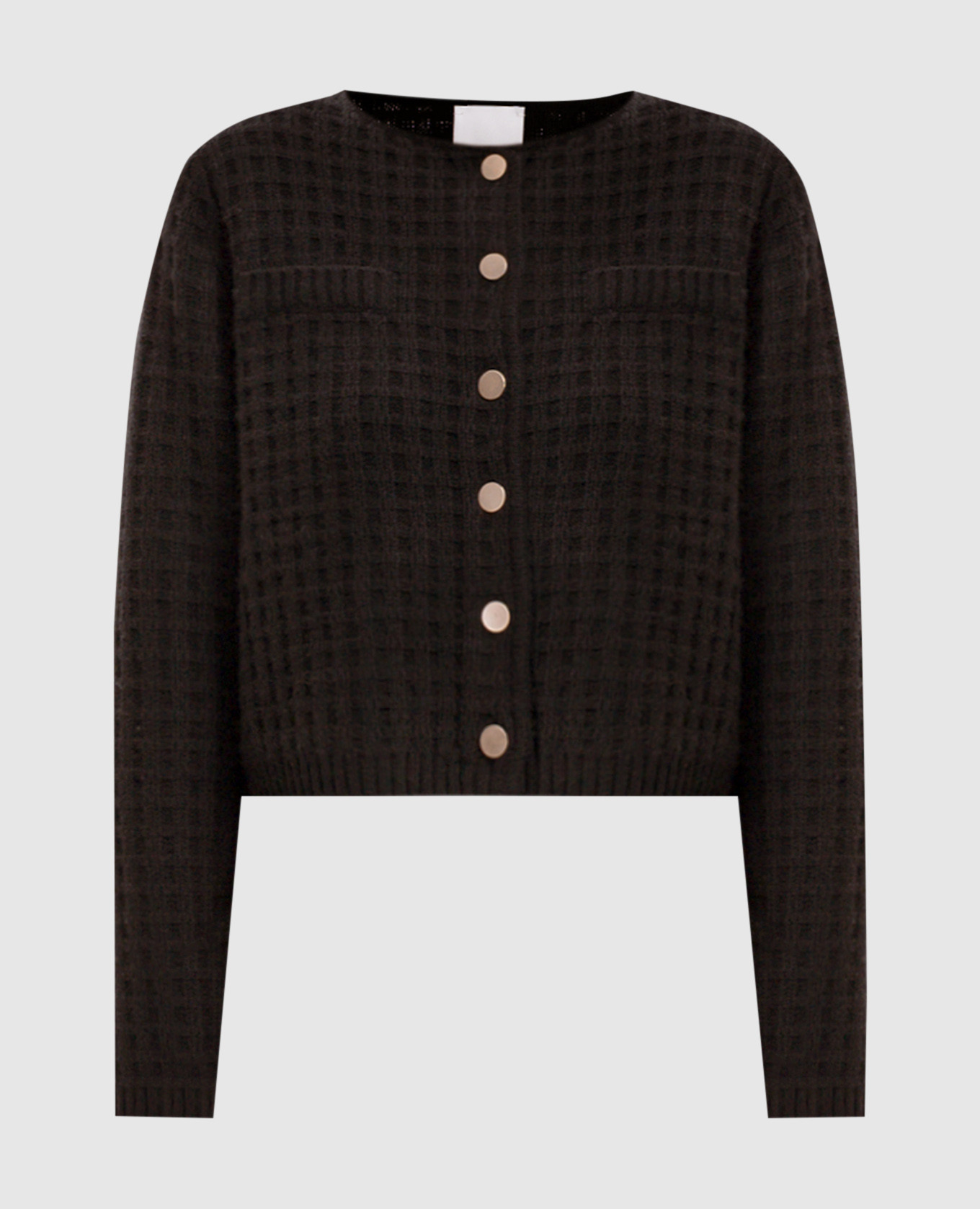 Brown wool and cashmere cardigan with textured pattern
