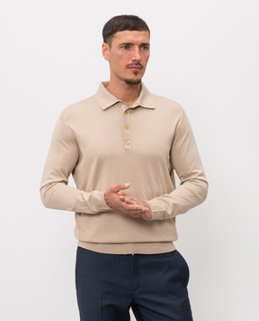 Stefano Ricci Beige long-sleeved polo with silk K616440P34F26109