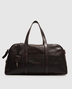 Orciani Brown leather travel bag with textured logo P00760LGN