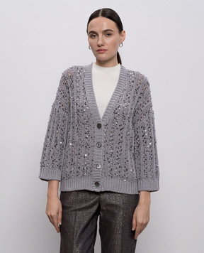 Peserico Gray cardigan with sequins A99095F039117B