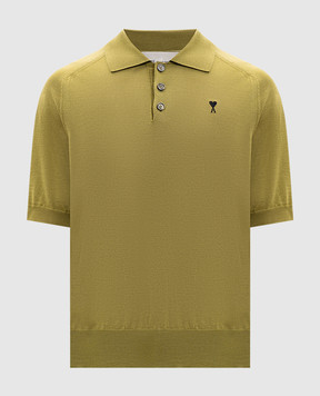 Ami Paris Green merino wool polo shirt HPL438KN0039
