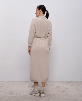 Peserico Beige midi dress made of wool, silk and cashmere S92218F12A9018C