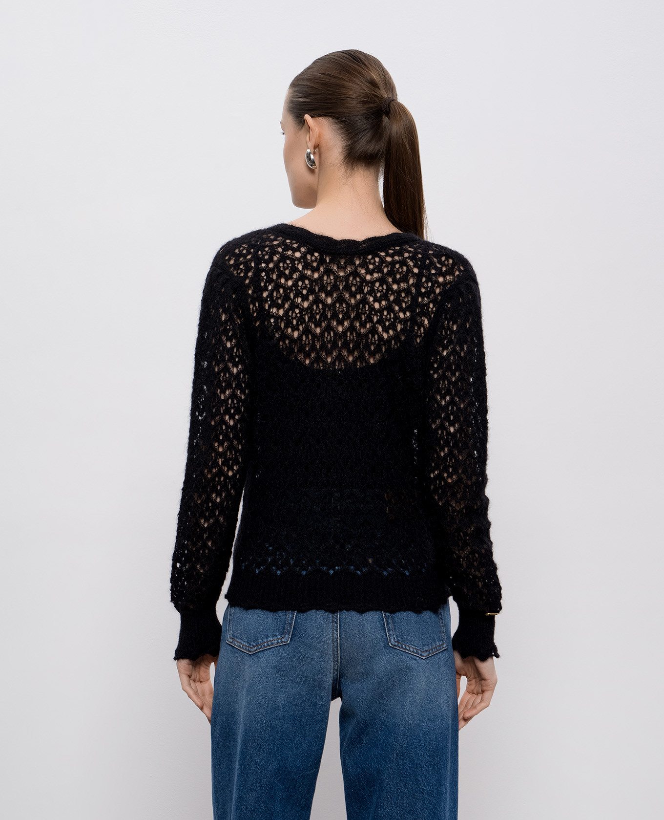 

Black openwork sweater with wool Twinset