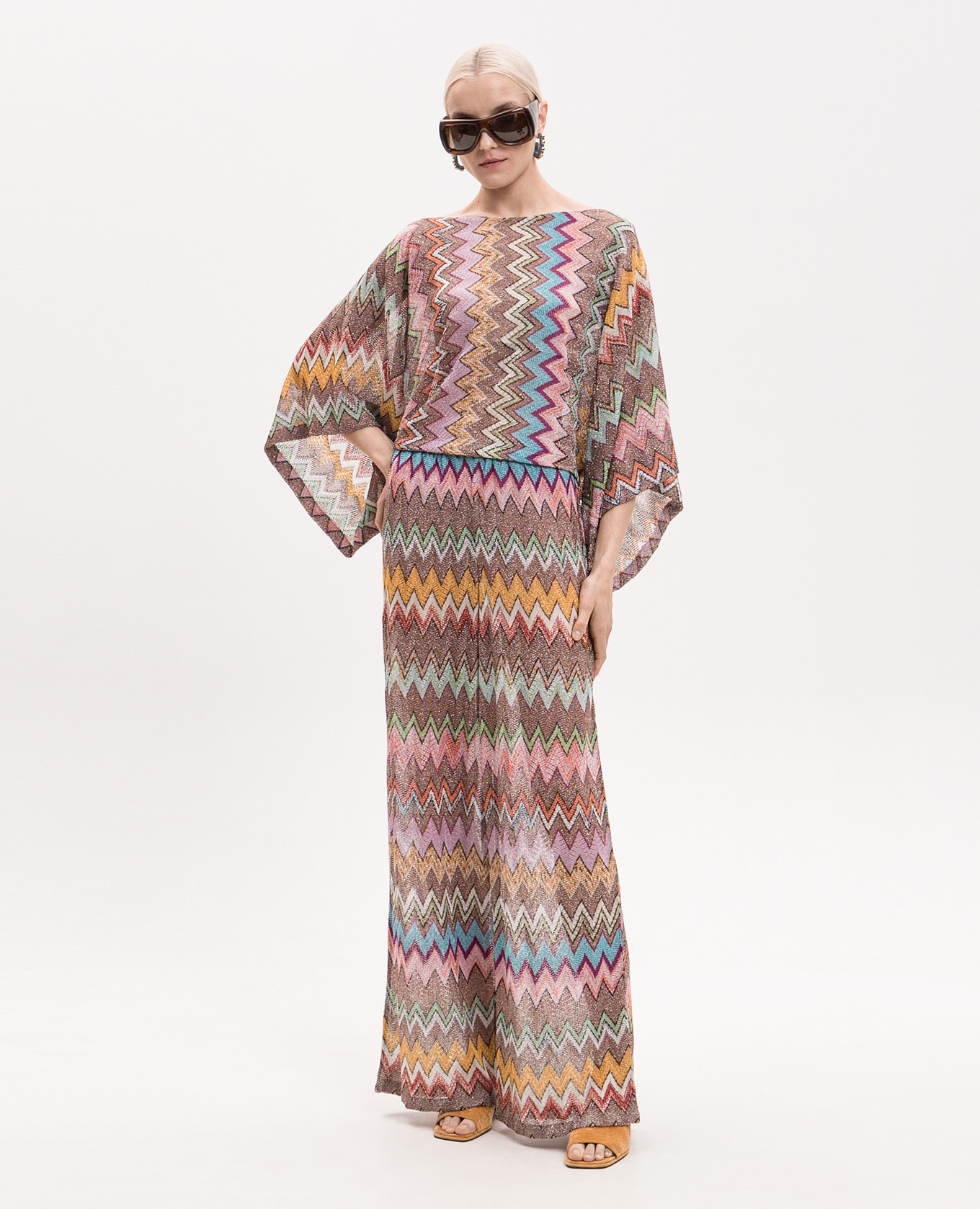 

Pants with branded pattern with lurex Missoni, Brown