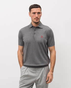 Brunello Cucinelli Grey polo with logo emblem M29800195