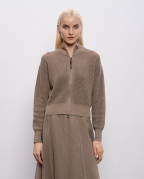 Brunello Cucinelli Brown cardigan with lurex MST263336