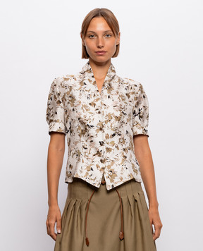 Max Mara Green printed silk blouse MXMLEALE