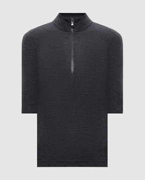 Brunello Cucinelli Grey ribbed wool top MD998VB714