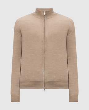 Brunello Cucinelli Beige wool and cashmere zip cardigan M2400106