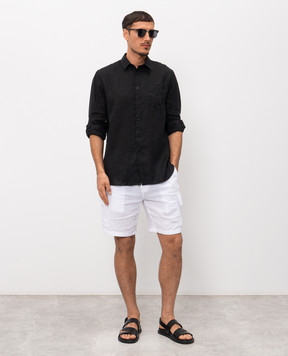 Vilebrequin Black linen shirt with embroidery CRSD3U00