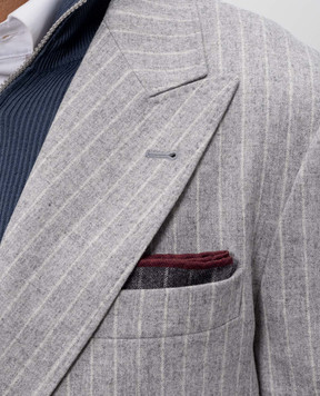 Brunello Cucinelli Gray silk pachet scarf MI8960091