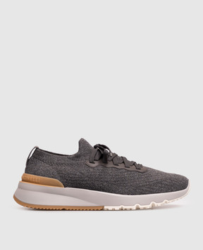 Brunello Cucinelli Grey sneakers with textured logo MZUPMBO252