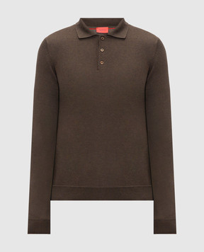 ISAIA Brown silk polo shirt MG8327Y0470