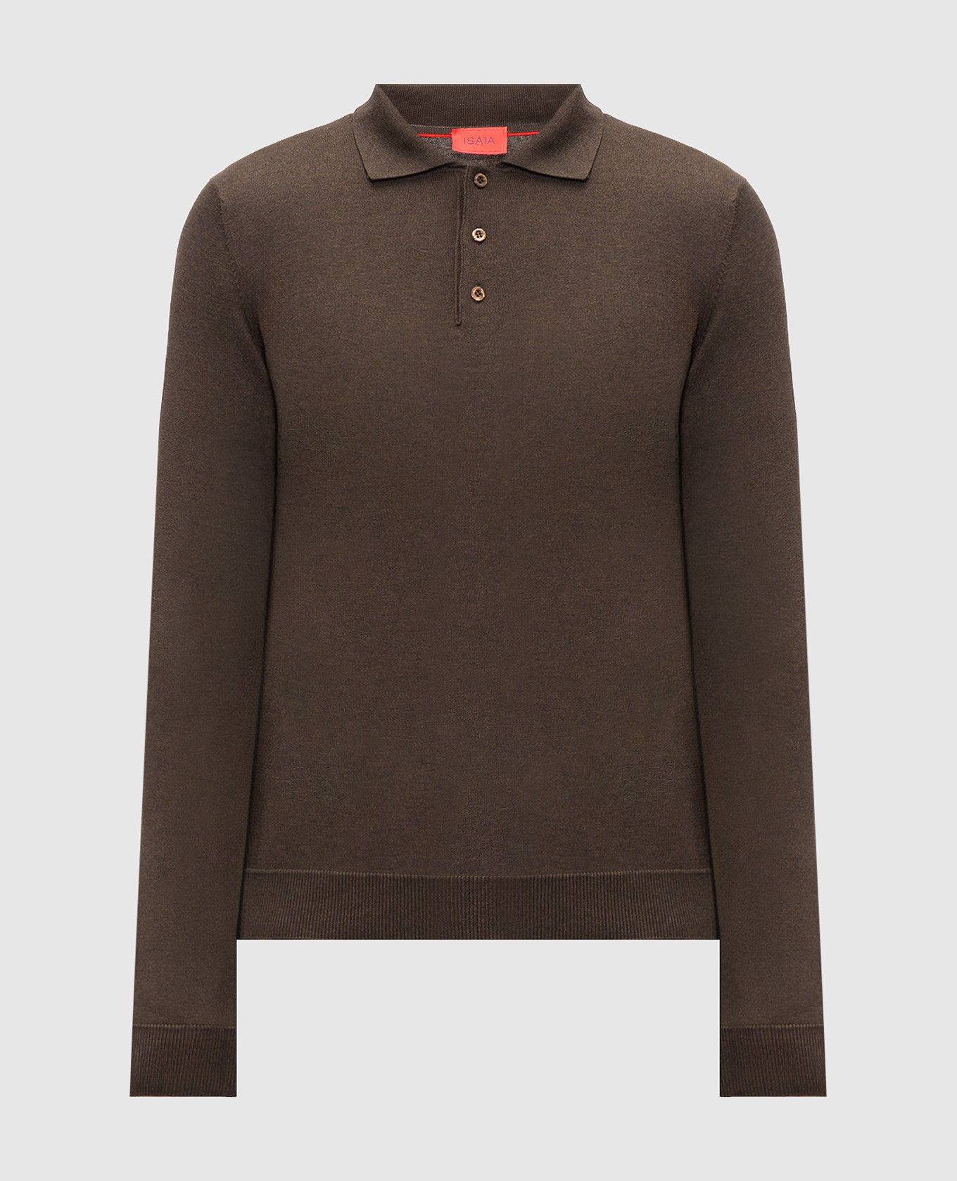 Brown silk polo shirt