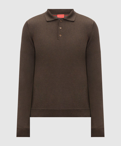 Polo di seta marrone
