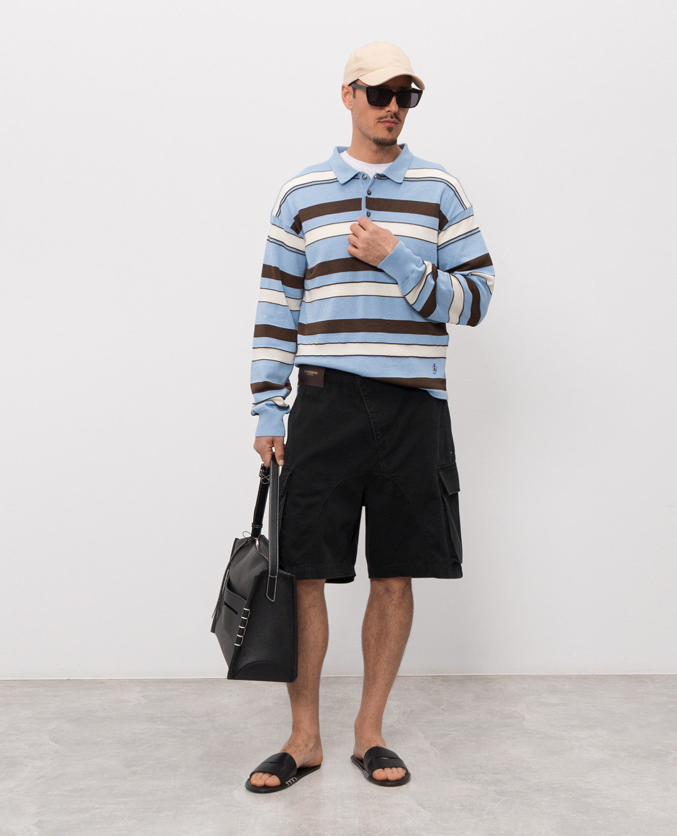

Blue striped wool polo shirt JW Anderson, Light blue