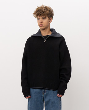 Axel Arigato Black wool sweater with zipper A4140001