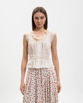 Ermanno Scervino Beige top with lace D482L300APJBN