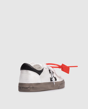 Off-White White Vulc Low Leather Sneakers with Vintage Effect OMIA293S26LEA002