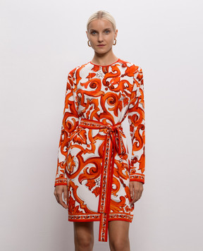 Dolce&Gabbana White printed silk dress F6TVCTGDDRJ