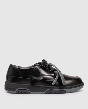 Off-White Black leather derby shoes with emblem OMIY002F25LEA001
