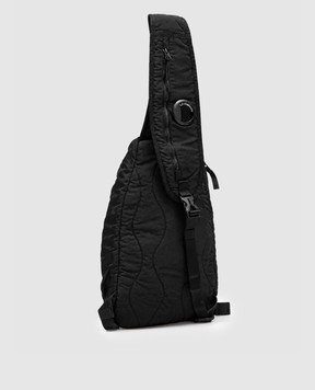 C.P. Company Children's black sling bag with logo embroidery CUX00XL3C06
