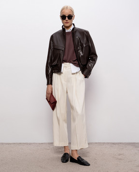 Babe Pay Pls Brown leather cropped jacket 2508LUKAS