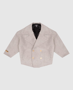 Balmain Children's gray double-breasted coat with wool BZ2H10E0254