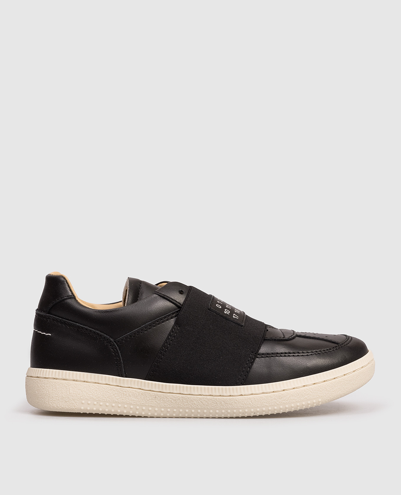 Children's black leather sneakers with logo