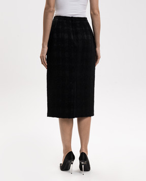 Dolce&Gabbana Black tweed midi skirt with wool F4DG9TFQZBD