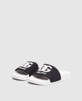 Dolce&Gabbana Children's black sliders with monogram logo DD0318AH0373940