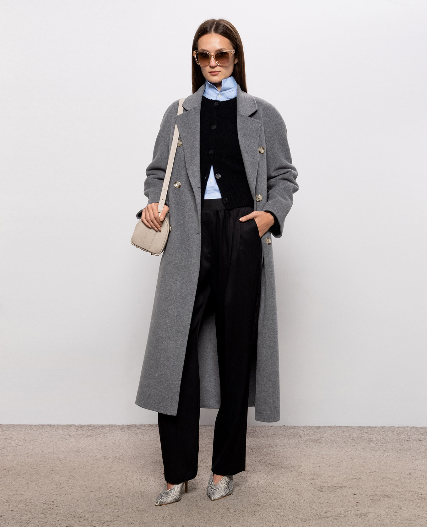 Grey double-breasted coat IRVIN made of wool and cashmere Loulou de Saison 2