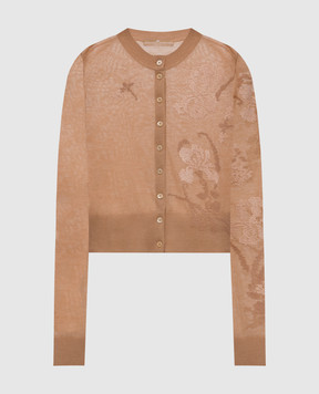 Ermanno Scervino Brown patterned merino wool cardigan D475N707REPK