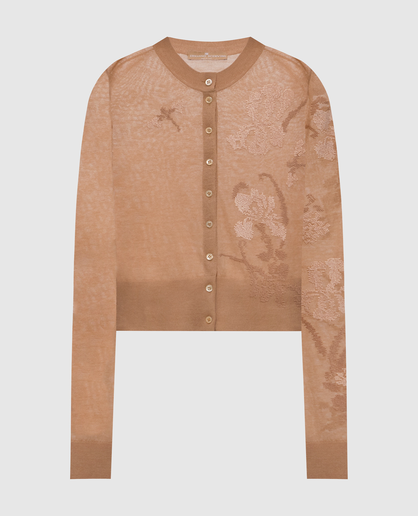 

Brown patterned merino wool cardigan Ermanno Scervino