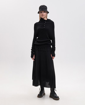 Y`S Yamamoto Black ribbed sweater with silk YVK06682