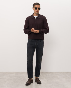 Bertolo Cashmere Purple wool and silk polo with zipper 90247300251458